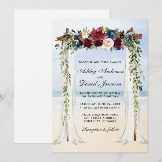 Beach Waterverf Floral Kaart (Voorkant / Achterkant)