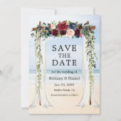 Beach Waterverf Floral Save The Date (Voorkant)