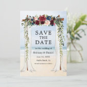 Beach Waterverf Floral Save The Date (Staand voorkant)