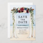 Beach Waterverf Floral Save The Date (Voorkant / Achterkant)
