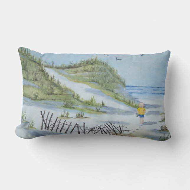Beach waterverf kussen (Voorkant)