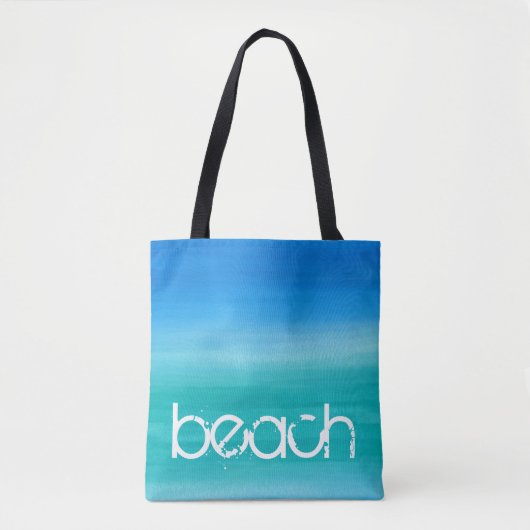 Beach Waterverf Ocean Blue Green Tote Bag (Voorkant)