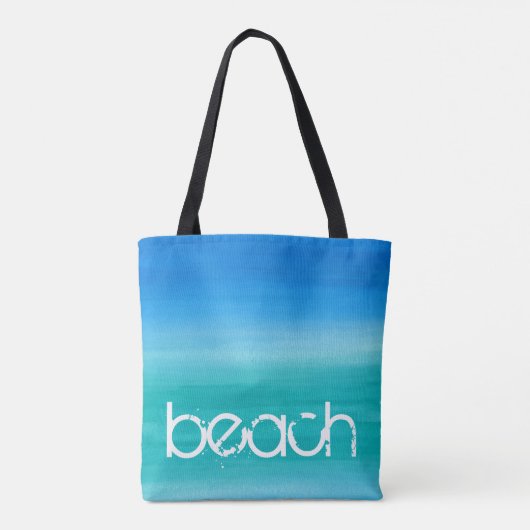 Beach Waterverf Ocean Blue Green Tote Bag (Achterkant)