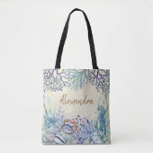 Beach Waterverf Ocean Zee Life gepersonaliseerd Tote Bag (Voorkant)