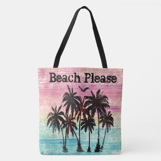 Beach, waterverf palmbomen en strand tote bag (Voorkant)