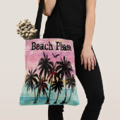 Beach, waterverf palmbomen en strand tote bag (Dichtbij)