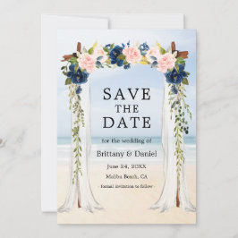 Beach Waterverf Pink Blue Floral Save The Date