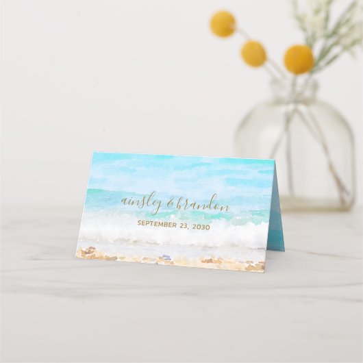 Beach Waterverf Place Card Plaatskaartje (Achterkant)