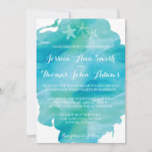 Beach Waterverf Starfish Ocean Wedding Invitation Kaart (Voorkant)