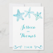 Beach Waterverf Starfish Ocean Wedding Invitation Kaart (Achterkant)