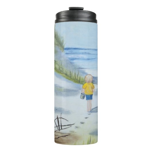 Beach waterverf thermosbeker (Voorkant)