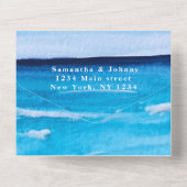 Beach Waterverf Tropical Destination Ocean Wave All In One Uitnodiging (Achterkant)