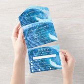 Beach Waterverf Tropical Destination Ocean Wave All In One Uitnodiging (Afscheurbaar)