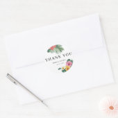 Beach Waterverf Tropical Flower Wedding dank u Ronde Sticker (Envelop)