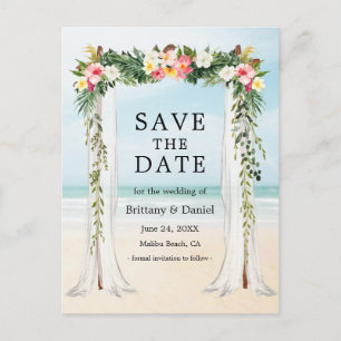 Beach Waterverf Tropische Floral Aankondigingskaart