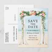 Beach Waterverf Tropische Floral Aankondigingskaart (Voorkant / Achterkant)