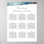 Beach Waterverven Wedding Seating Chart Poster (Voorkant)