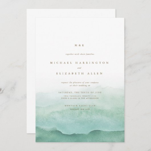 Beach Wave bruiloft uitnodiging (Voorkant / Achterkant)