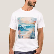 Beach Wave Minimal Art T-shirt – Kalme Kust Esthet