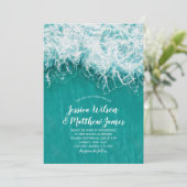 Beach Wave Ocean Destination Nautical Wedding Kaart (Staand voorkant)