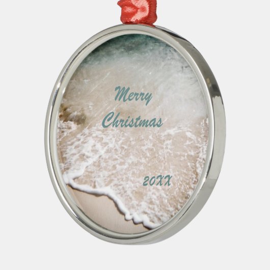 Beach Wavelet Dated Metalen Ornament (Links)