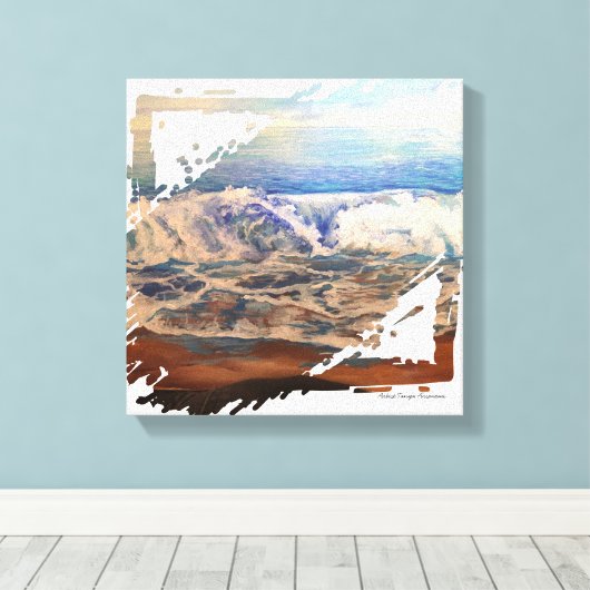 Beach Waves Blue  Canvas Afdruk (Insitu (Houten vloer))