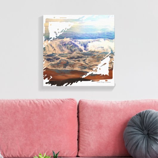 Beach Waves Blue  Canvas Afdruk (Insitu (Woonkamer))