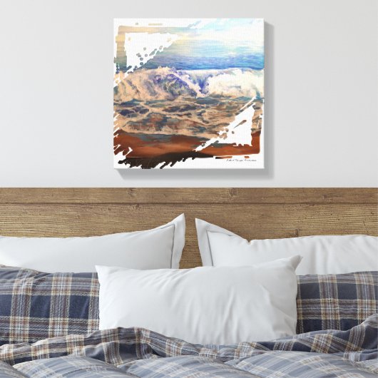 Beach Waves Blue  Canvas Afdruk (Insitu (Slaapkamer))