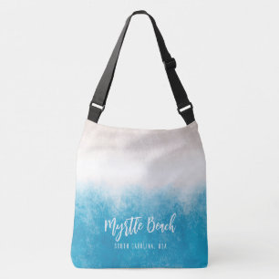 Beach Waves Blue Waters W aangepaste tekst Crossbody Tas