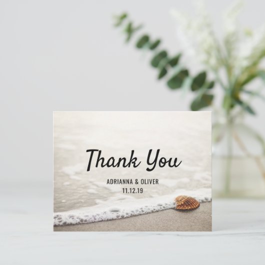 Beach Waves Bruiloft Dank u Briefkaart (Staand voorkant)