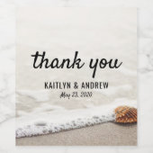 Beach Waves Bruiloft Dank u Wijn Etiket (Enkel label)