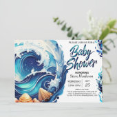 Beach Waves Chic Baby shower Kaart (Staand voorkant)