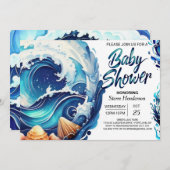 Beach Waves Chic Baby shower Kaart (Voorkant / Achterkant)