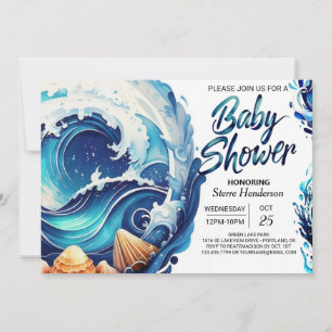 Beach Waves Chic Baby shower Kaart