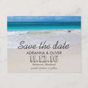 Beach Waves Destination Wedding Bewaar de datum Aankondigingskaart