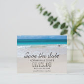 Beach Waves Destination Wedding Bewaar de datum Aankondigingskaart (Staand voorkant)