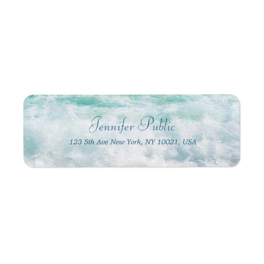 Beach Waves Elegante Hand Script Retouradres Etiket (Voorkant)