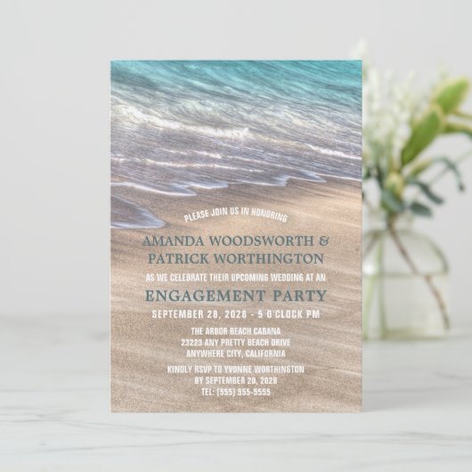  Beach Waves Engagement Party Uitnodigingen (Staand voorkant)