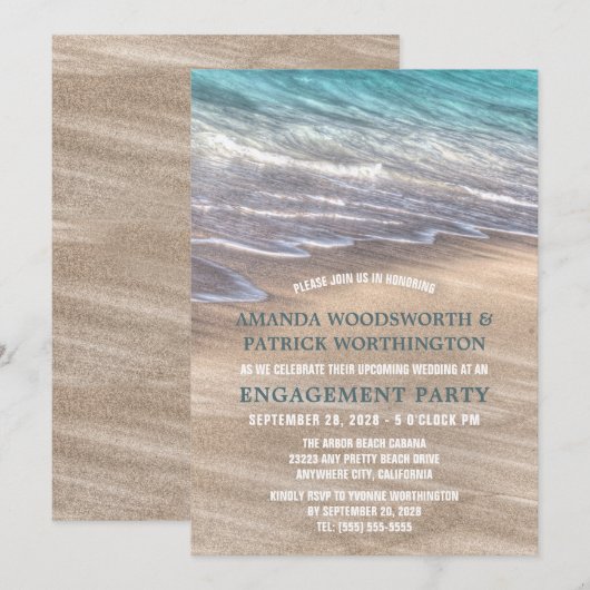 Beach Waves Engagement Party Uitnodigingen (Voorkant / Achterkant)
