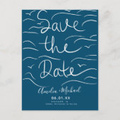 Beach Waves Hand-getrokken script Sla de datum fot Briefkaart (Voorkant)