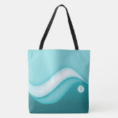 Beach Waves Initiaal Monogrammed Summer Blue Tote Bag (Voorkant)