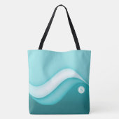 Beach Waves Initiaal Monogrammed Summer Blue Tote Bag (Achterkant)