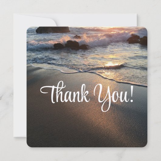 Beach Waves Kustbestemming Bruiloft Bedankkaart (Voorkant)