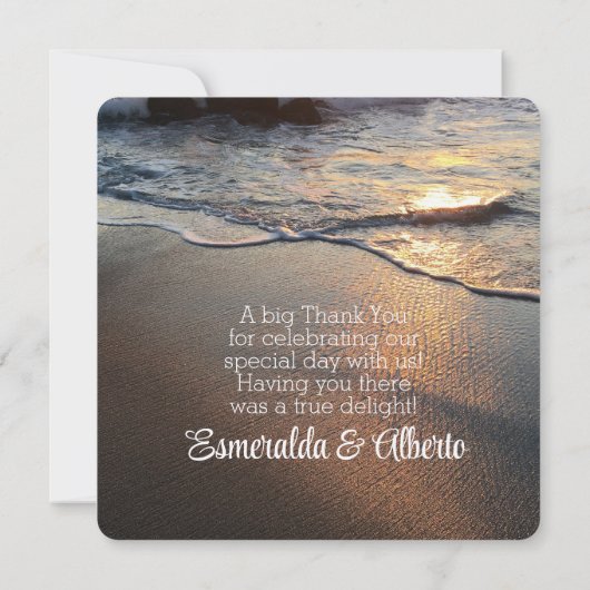 Beach Waves Kustbestemming Bruiloft Bedankkaart (Achterkant)