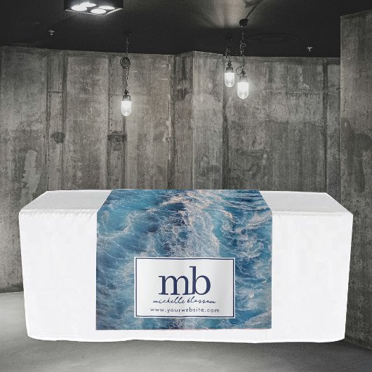 Beach Waves Logo Zakelijke Tafel Runner Banner Wandkleed