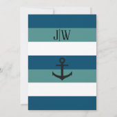 Beach Waves Monogram Anchor Nautical Wedding Kaart (Achterkant)