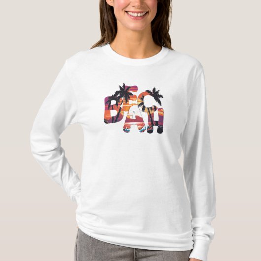 Beach Waves Palm Trees T-shirt (Voorkant)