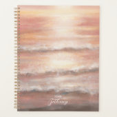 Beach Waves Pink Peach Ocean Sunset Waterverf Planner (Voorkant)