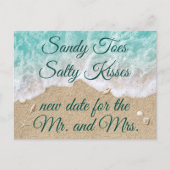 Beach Waves Sandy Toes Salty Kiss Verander de datu Aankondigingskaart (Voorkant)