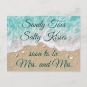 Beach Waves Sandy Toes Salty Kisses Mrs. & Mrs. Aankondigingskaart (Voorkant)
